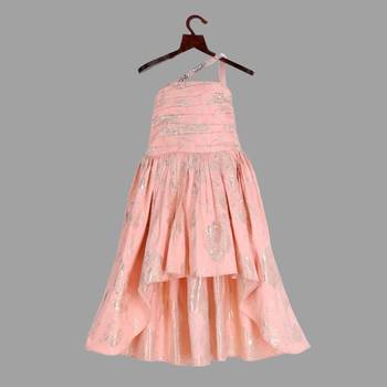 Peach gown with pearl on strap 1