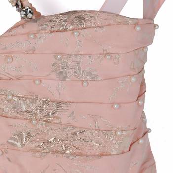 Peach gown with pearl on strap 3