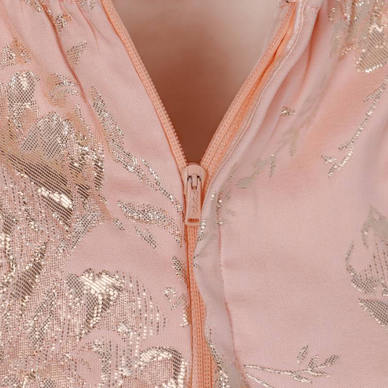 Peach gown with pearl on strap