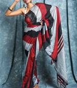 Multicolor plain blended cotton saree with blouse