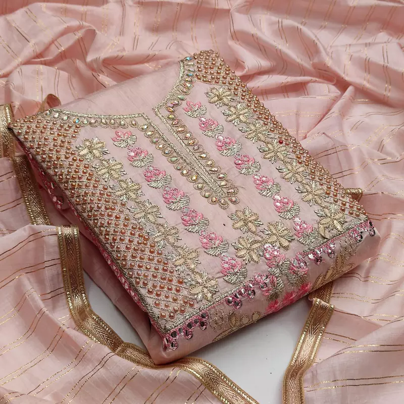 Pink mirror chanderi salwar