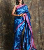 Blue woven silk saree with blouse