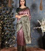 Purple woven silk saree with blouse