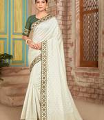 White woven silk saree with blouse