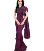 Party Wear Rayon Saree Fabric With  Frill Border Work 