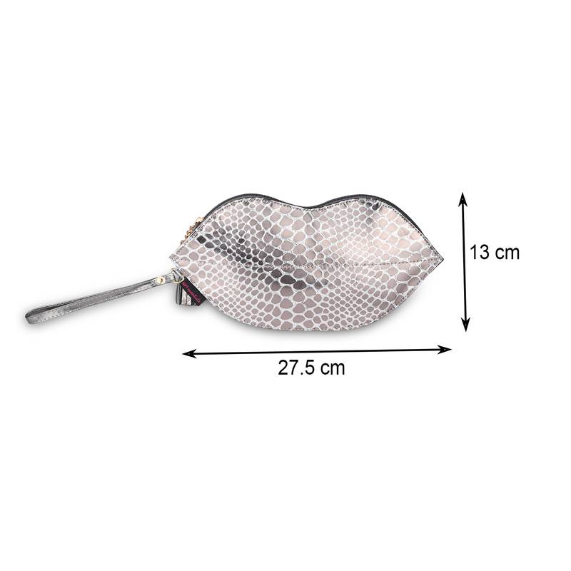 NFI essentials Cosmetic Bag Makeup Pouch for Women Stylish Pouches for Makeup Accessories Storage (Silver)