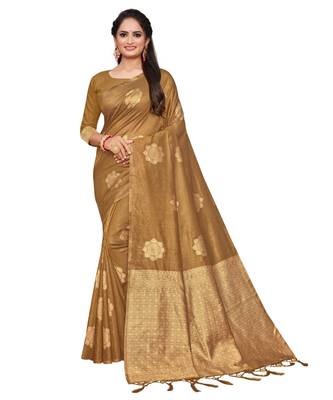 brown Cotton Silk Daily & Party Wear Saree 1