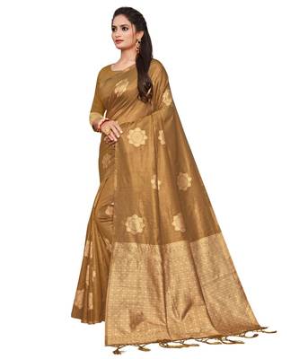brown Cotton Silk Daily & Party Wear Saree 2