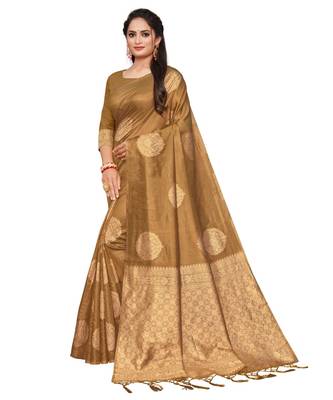 brown  Cotton Silk Daily & Party Wear Saree 1