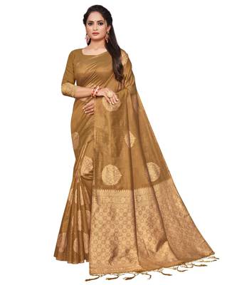 brown  Cotton Silk Daily & Party Wear Saree 2