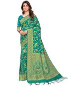 Green silk blend Party & Festive Wear Saree