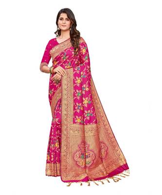 Pink silk blend Party & Festive Wear Saree 1