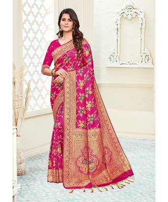 Pink silk blend Party & Festive Wear Saree 2