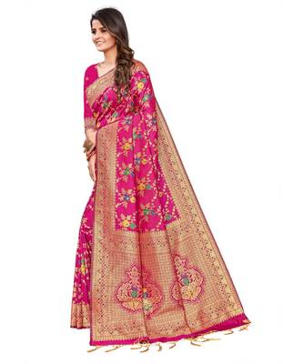 Pink silk blend Party & Festive Wear Saree 3