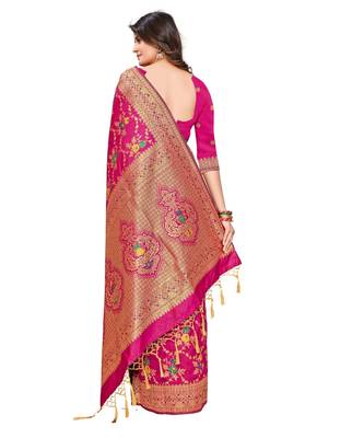 Pink silk blend Party & Festive Wear Saree 5