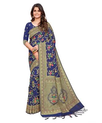 Royal Blue silk blend Party & Festive Wear Saree 1