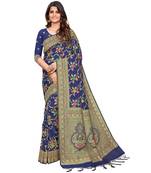 Royal Blue silk blend Party & Festive Wear Saree