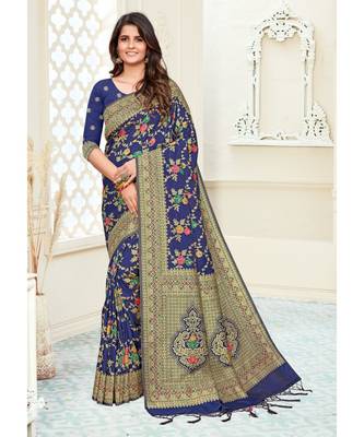 Royal Blue silk blend Party & Festive Wear Saree 2