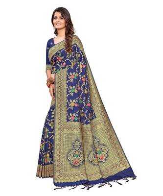 Royal Blue silk blend Party & Festive Wear Saree 3