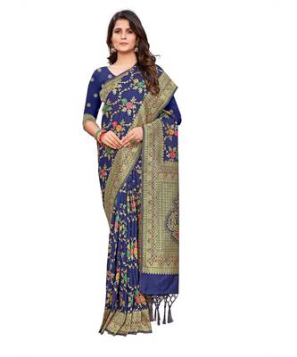 Royal Blue silk blend Party & Festive Wear Saree 4