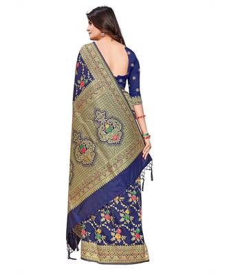 Royal Blue silk blend Party & Festive Wear Saree 5