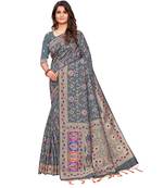 blue  silk blend Party & Festive Wear Saree