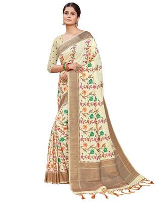 white silk blend Party & Festive Wear Saree 1