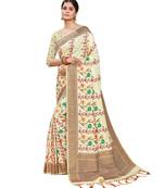 white silk blend Party & Festive Wear Saree