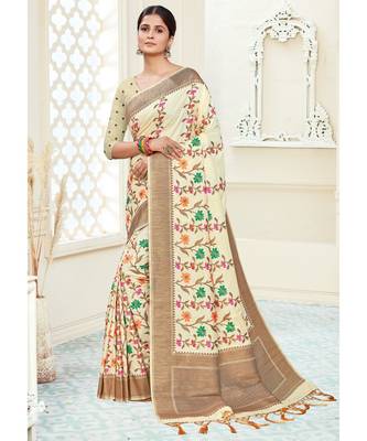 white silk blend Party & Festive Wear Saree 2