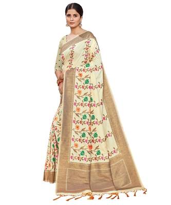 white silk blend Party & Festive Wear Saree 3