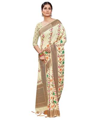white silk blend Party & Festive Wear Saree 4