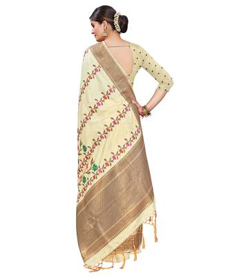 white silk blend Party & Festive Wear Saree 5