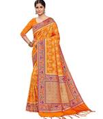 Orange  silk blend Party & Festive Wear Saree