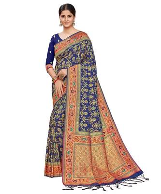 Royal Blue silk blend Party & Festive Wear Saree 1