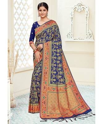 Royal Blue silk blend Party & Festive Wear Saree 2