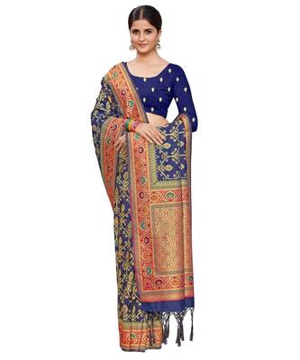 Royal Blue silk blend Party & Festive Wear Saree 4