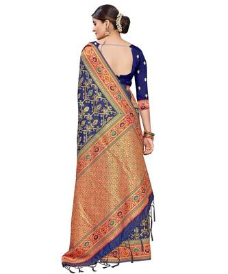 Royal Blue silk blend Party & Festive Wear Saree 5