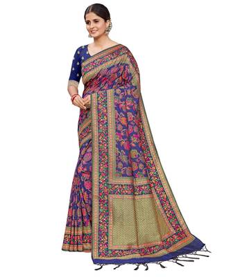 Purple silk blend Party & Festive Wear Saree 1