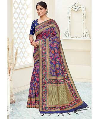 Purple silk blend Party & Festive Wear Saree 2