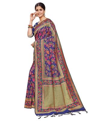 Purple silk blend Party & Festive Wear Saree 3