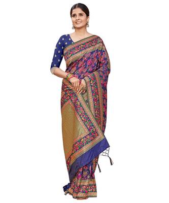 Purple silk blend Party & Festive Wear Saree 4