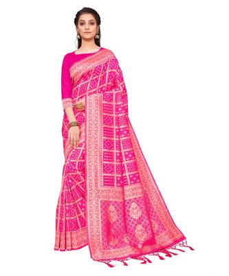 Pink Banarasi Silk Daily Wear Saree 1