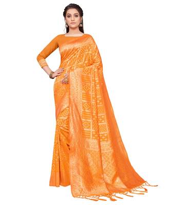 Gold art silk saree Daily Wear Saree 1