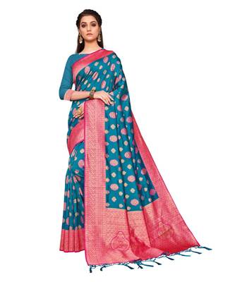blue art silk saree Reguler Wear Saree 1