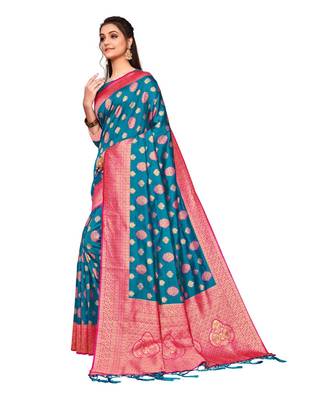 blue art silk saree Reguler Wear Saree 2