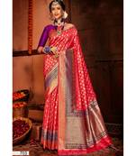 Peach Thread Work semi silk saree Daily & Party Wear Saree With Blouse