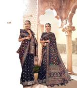 Navy Blue Thread Work Cotton Daily & Party Wear Saree With Blouse