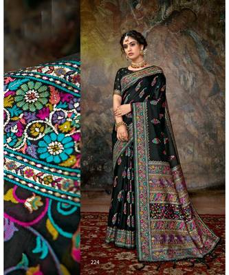 Black Thread Work Cotton Daily & Party Wear Saree With Blouse 1