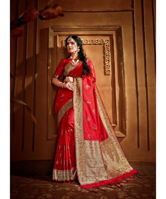 Maroon Thread Work Spun Cotton Daily & Party Wear Saree With Blouse 1
