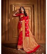 Maroon Thread Work Spun Cotton Daily & Party Wear Saree With Blouse